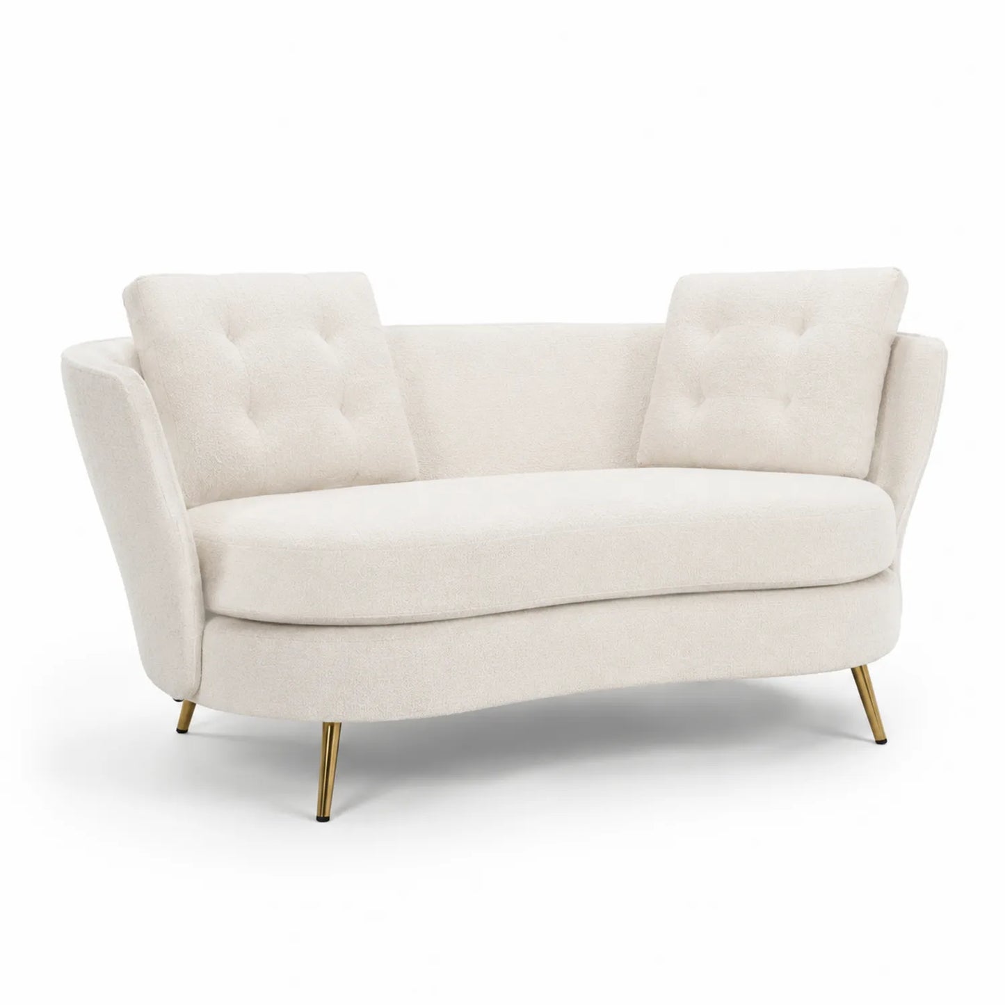 2-Sitzer Sofa aus Bouclé-Polyester mit Metallbeinen, 150 cm, Beige