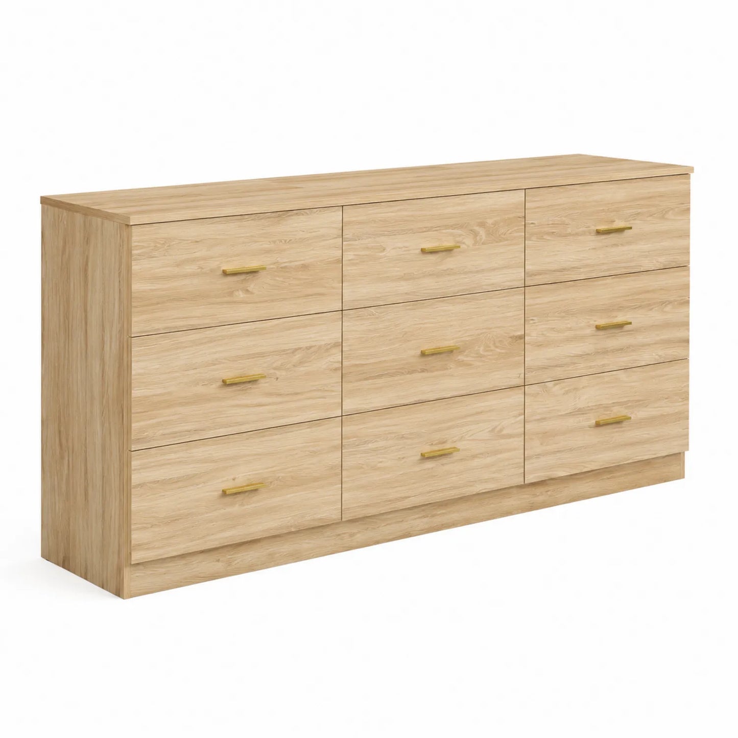 Kommode Spanplatte Eiche 9 Schubladen 120x40x80 cm