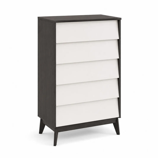 Kommode mit 5 Schubladen MDF Weiß Schwarz 120cm
