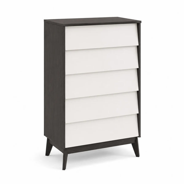 Kommode mit 5 Schubladen MDF Weiß Schwarz 120cm