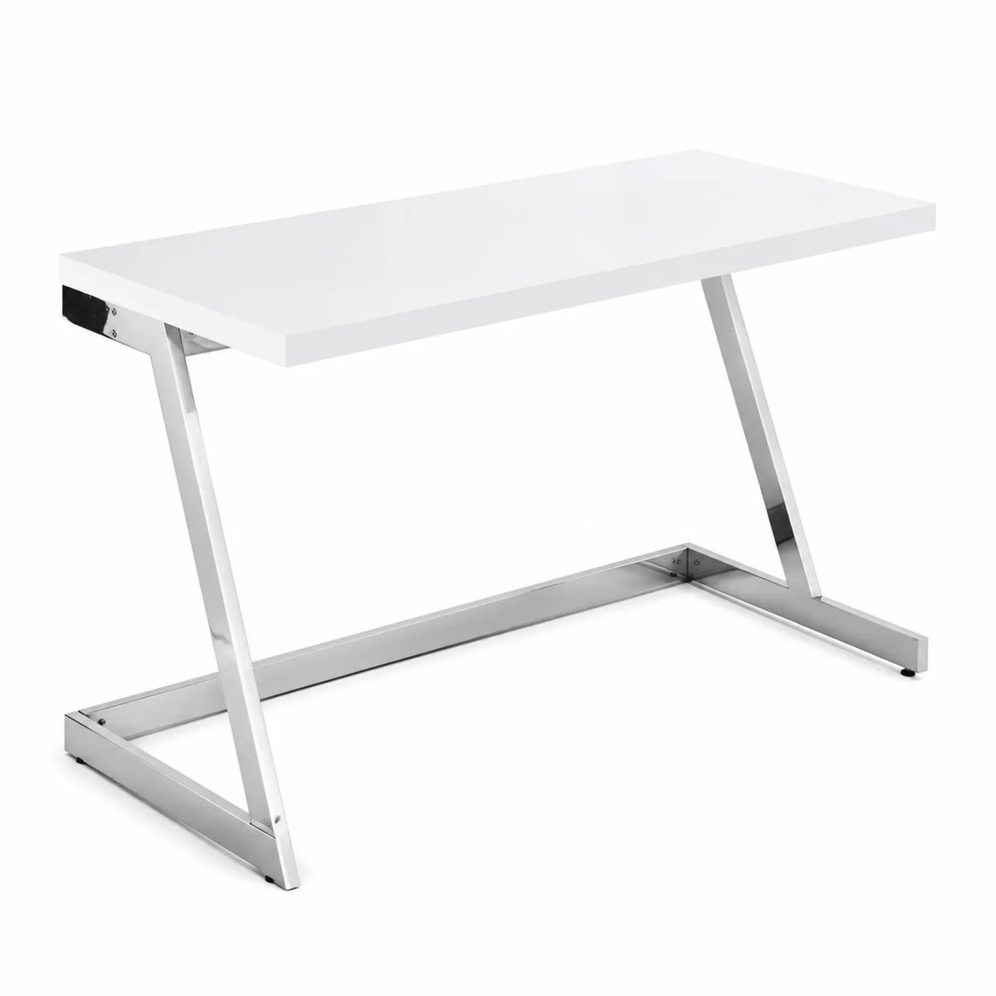 Schreibtisch mit MDF-Tischplatte und Edelstahlgestell, Weiß, 120x60x75cm