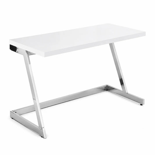 Schreibtisch mit MDF-Tischplatte und Edelstahlgestell, Weiß, 120x60x75cm