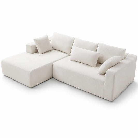 Ecksofa Beige L-Form 300x180x85 cm Bouclé Stoff Schaumstoff
