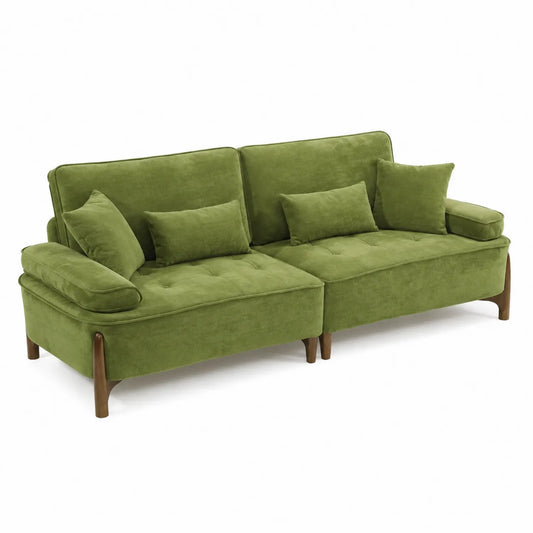 Grünes Mikrofaser-Sofa mit Kissen