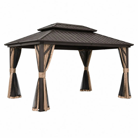 Metallpavillon mit Moskitonetzen und Vorhängen 3x4m