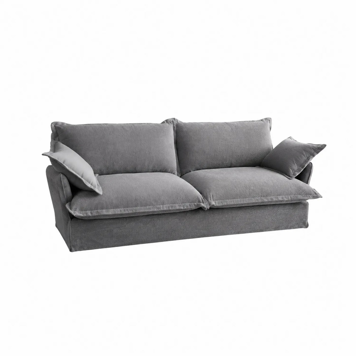 Graues Baumwollsofa mit Schaumstofffüllung, 210 cm