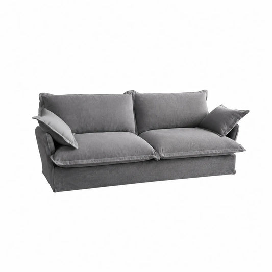 Graues Baumwollsofa mit Schaumstofffüllung, 210 cm