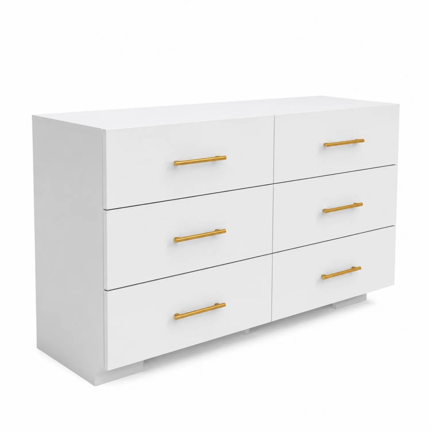 Weiße Kommode aus MDF mit 6 Schubladen und Metallgriffen