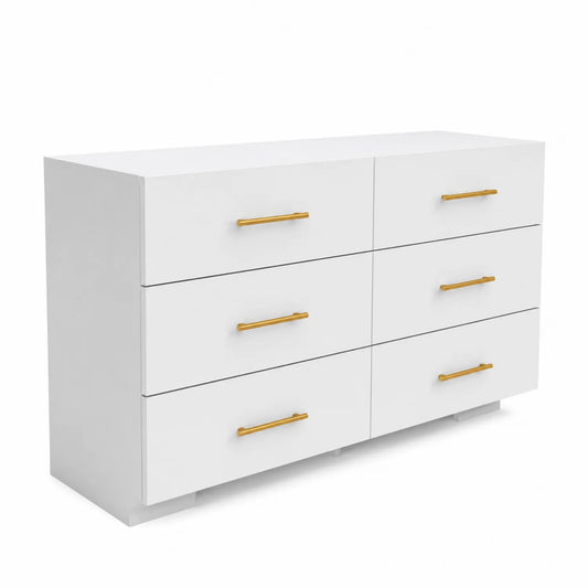 Weiße Kommode aus MDF mit 6 Schubladen und Metallgriffen