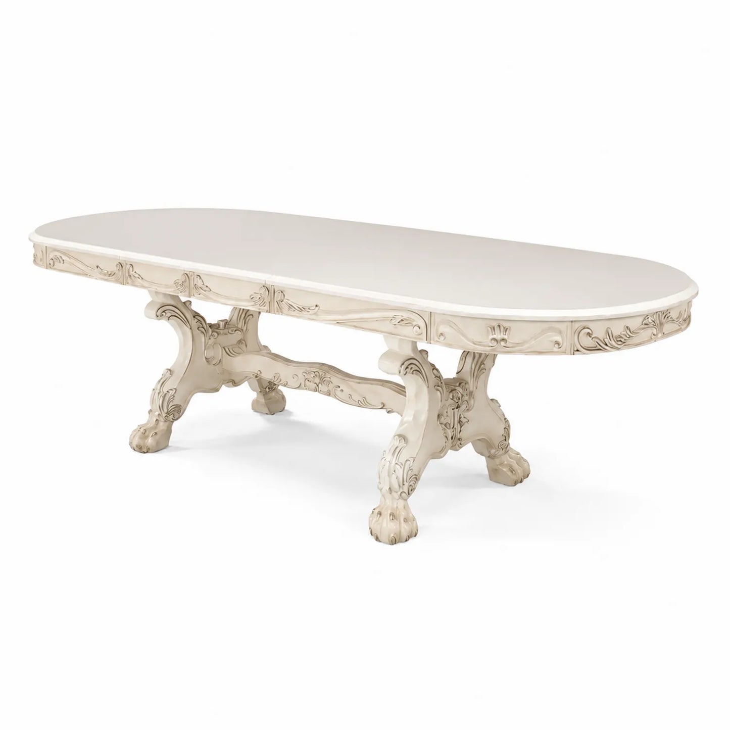 Esstisch Oval Weiß Holz Barockstil