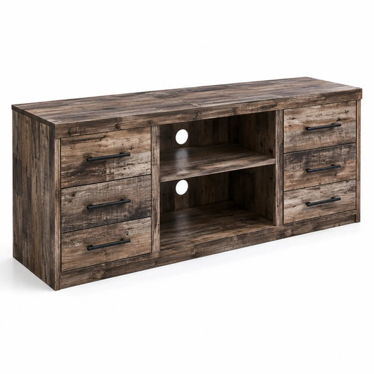TV-Schrank in Holzoptik mit 6 Schubladen