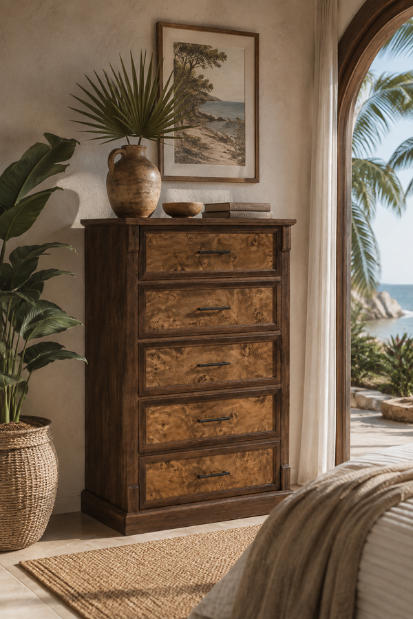 Kommode aus Holz mit 5 Schubladen, Braun